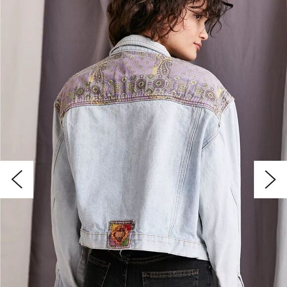 Vintage '90s Jordache Pieced Paisley Denim Jacket size S by Urban Outfitters - Picture 2 of 14